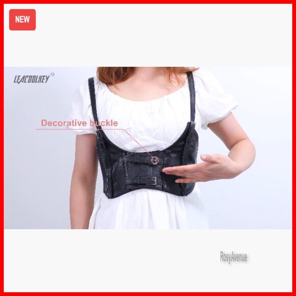 Steampunk Underbust Corset Belt, Adjustable Faux Leather, 26-38 Inch Waist main image 6